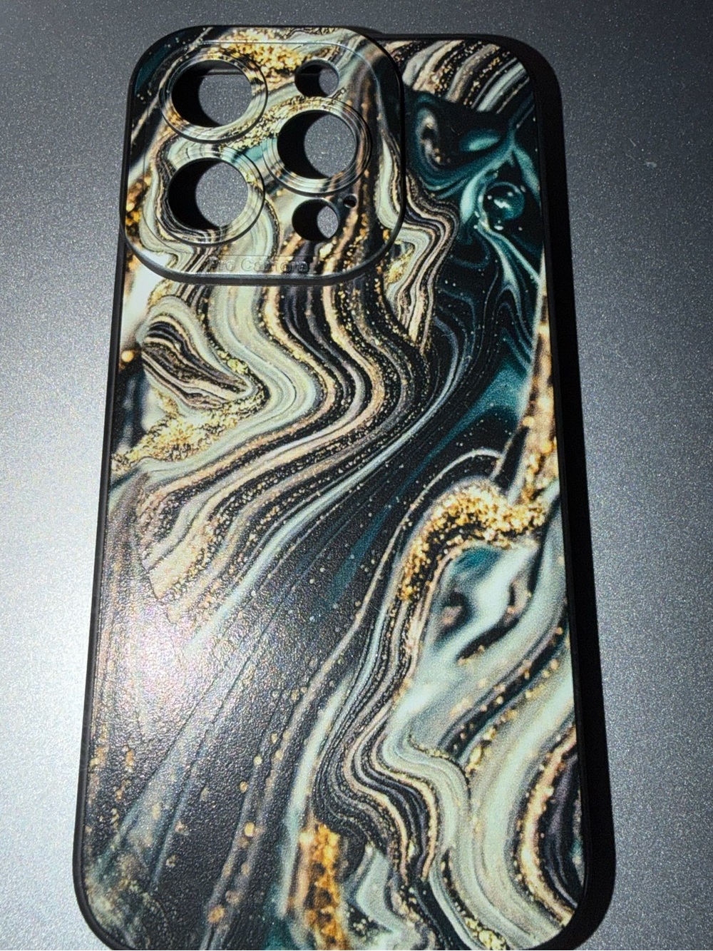iPhone 15 pro max case -Stylish Marble Pattern Phone Case - Black & Gold